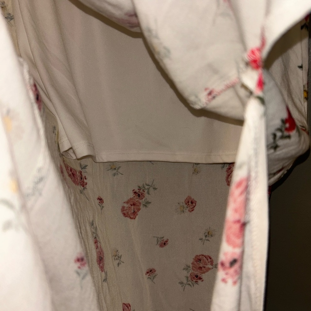 Lottie Moss Skirt - white/red floral slit front maxi length spring/summer - Picture 8 of 11